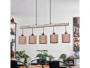 hofstein Pendelleuchte Modern Skandinavisch Holz Metall Leinen 5x E27 Bild 3