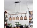 hofstein Pendelleuchte Modern Skandinavisch Holz Metall Leinen 5x E27 Bild 5