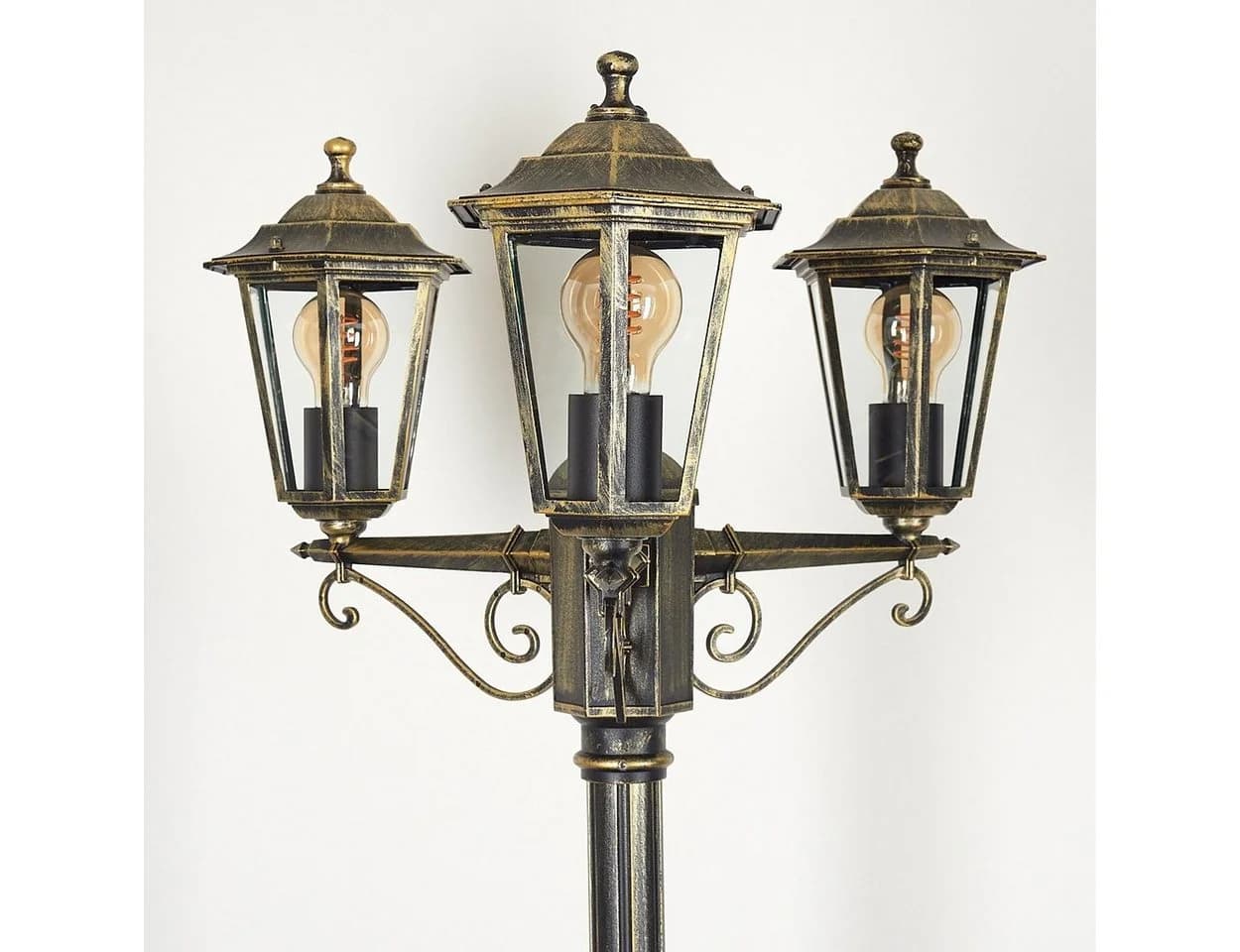 hofstein Außen-Stehlampe Kandelaber Metall/Glas Braun/Gold