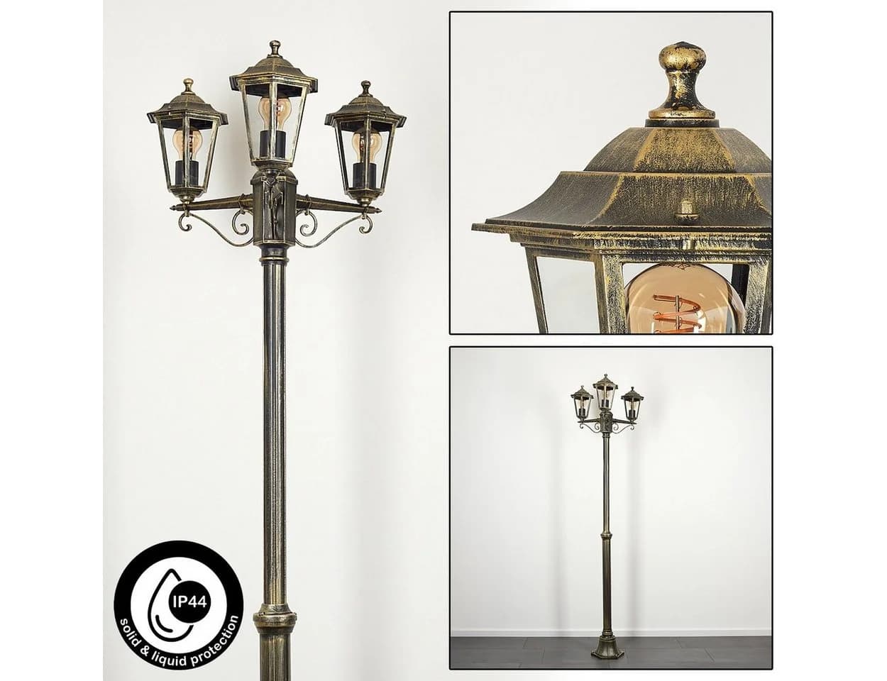 hofstein Außen-Stehlampe Kandelaber Metall/Glas Braun/Gold - Bild 2