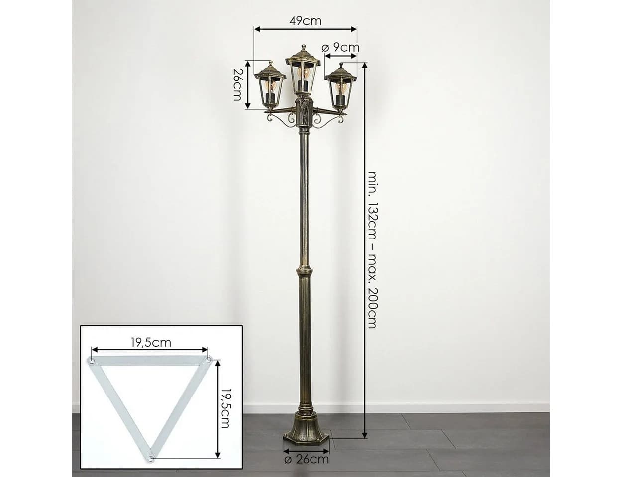 hofstein Außen-Stehlampe Kandelaber Metall/Glas Braun/Gold - Bild 4