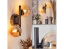 hofstein Wandleuchte Wandlampe aus Metall/Glas in Schwarz/Bernsteinfarben Bild 1