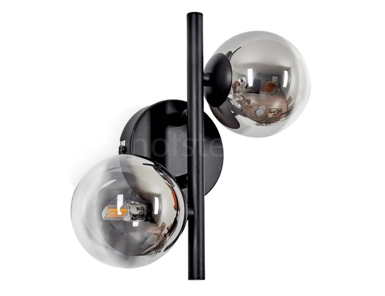 hofstein Wandleuchte Wandlampe aus Metall/Glas in Schwarz/Rauchfarben/Klar, ohne Leuchtmittel, mit Glasschirmen (10 cm) u. An-/Auschalter, 2x G9, ohne Leuchtmittel - Bild 2