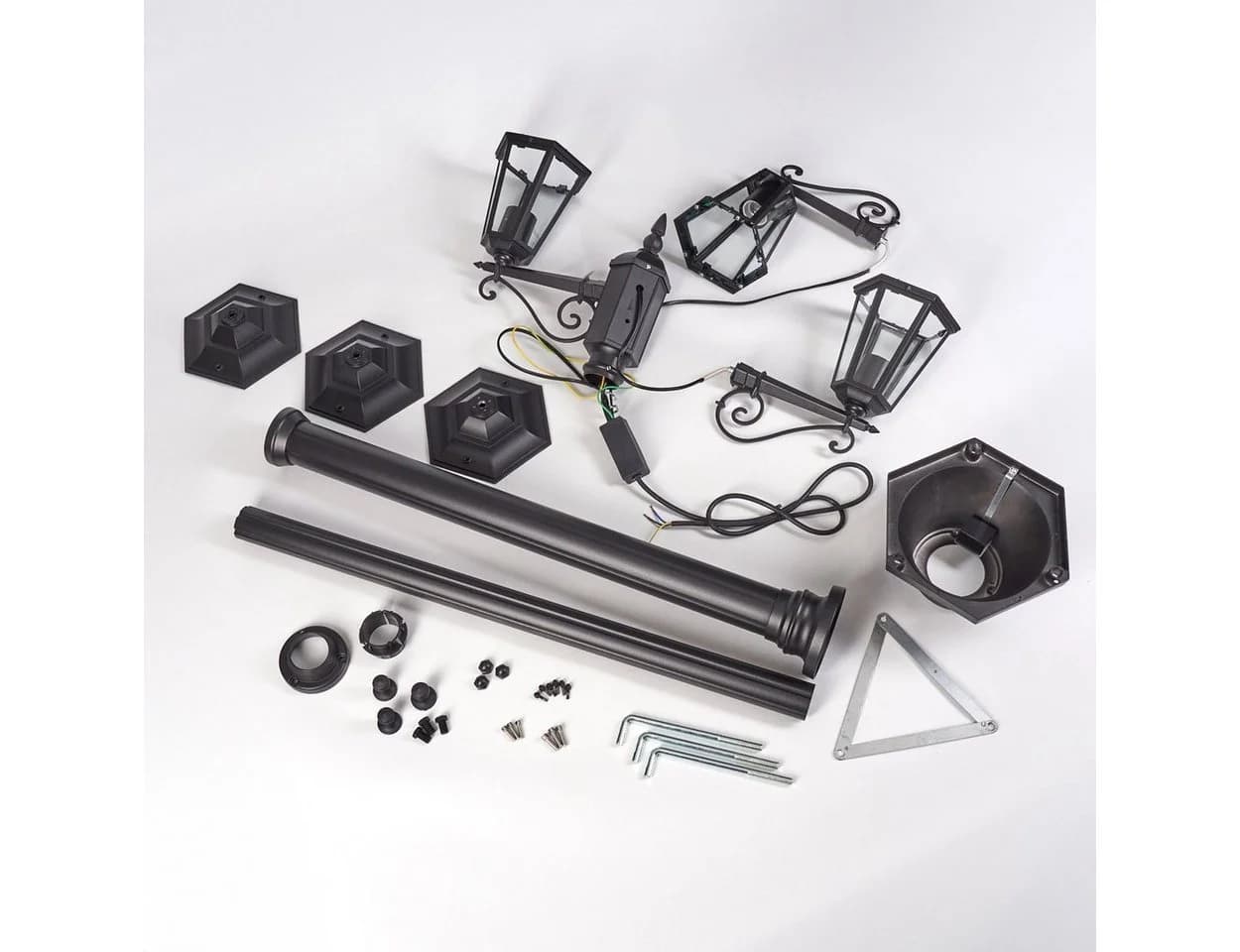 hofstein Außen-Stehlampe Wegeleuchte Metall/Glas Schwarz/Klar IP44 3xE27 - Bild 5
