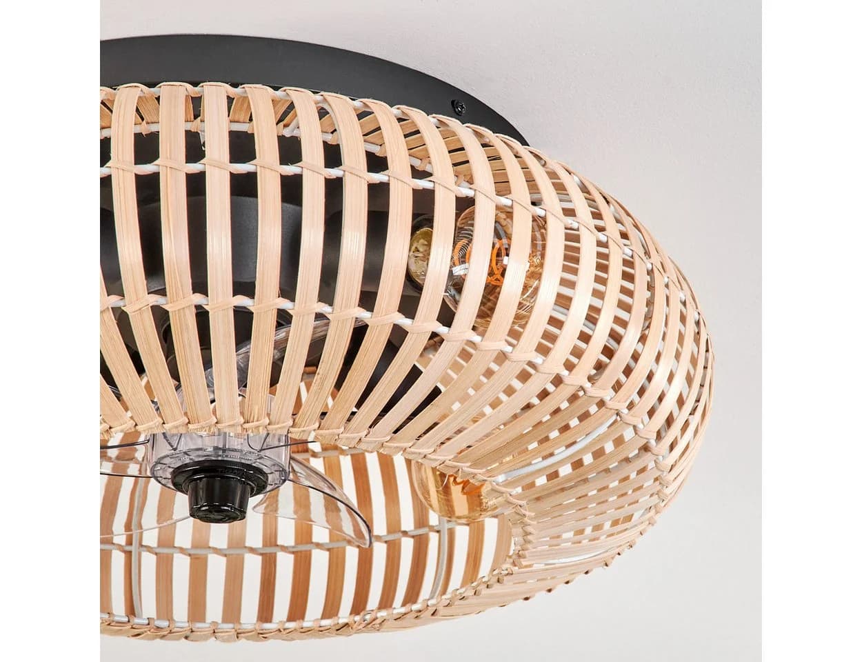 hofstein Deckenleuchte Deckenventilator mit Beleuchtung aus Metall/Bambus, mit Fernbedienung - Bild 3