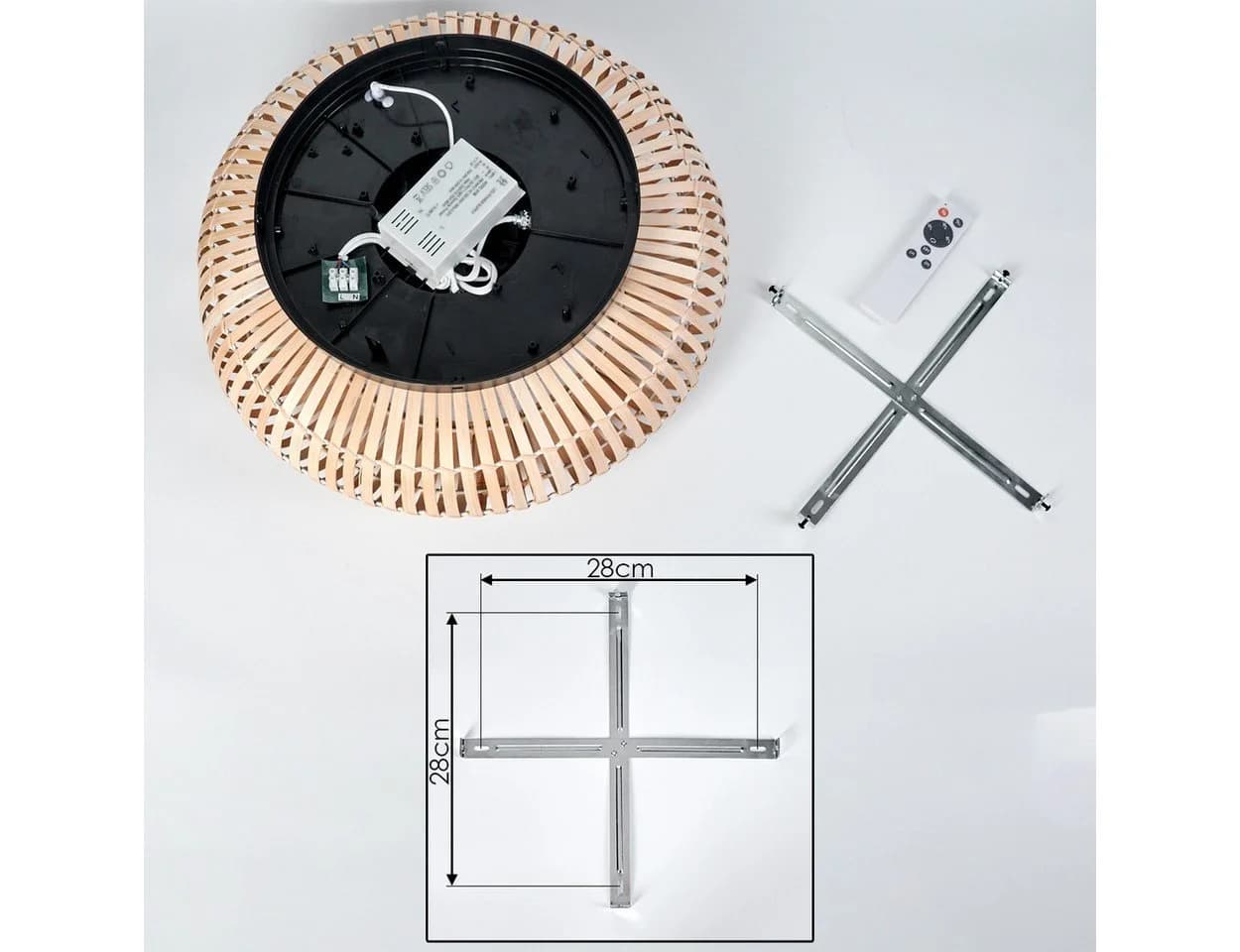 hofstein Deckenleuchte Deckenventilator mit Beleuchtung aus Metall/Bambus, mit Fernbedienung - Bild 5