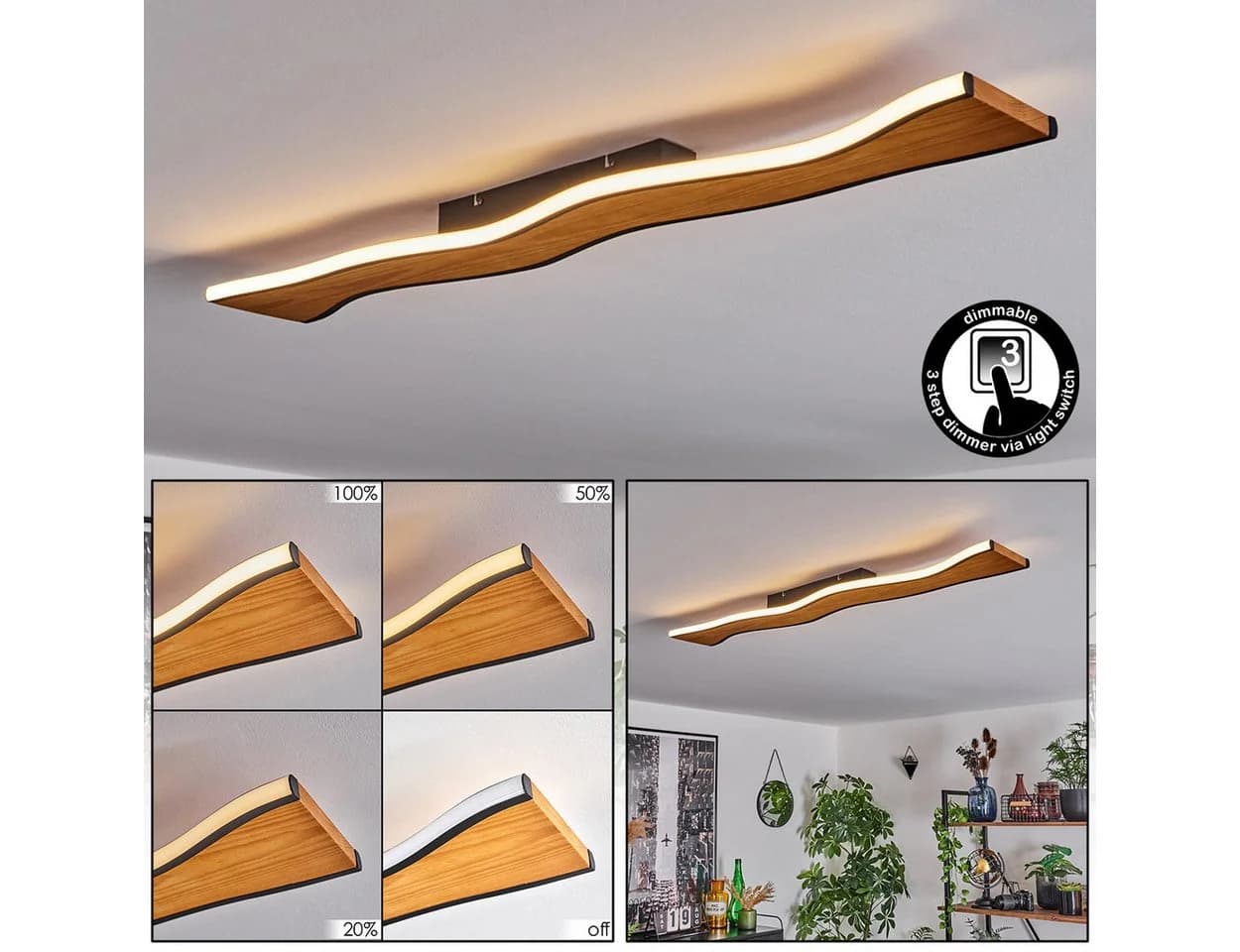 hofstein Deckenleuchte dimmbar LED 3000 Kelvin 2100 Lumen 40 Watt - Bild 2