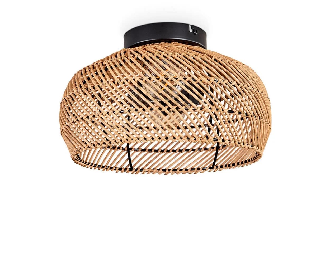 hofstein Deckenleuchte Boho Design Metall Bambus Holz Schwarz/Natur - Bild 2