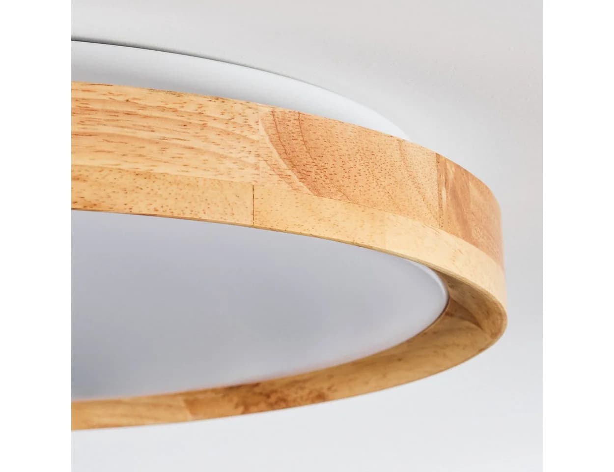 hofstein Deckenleuchte dimmbare Deckenlampe aus Metall/Bambus/Kunststoff in Weiß/Natur, LED Leuchte(40cm), 2500 Lumen, 3000 -6000 Kelvin, inkl. Fernbedienung - Bild 3