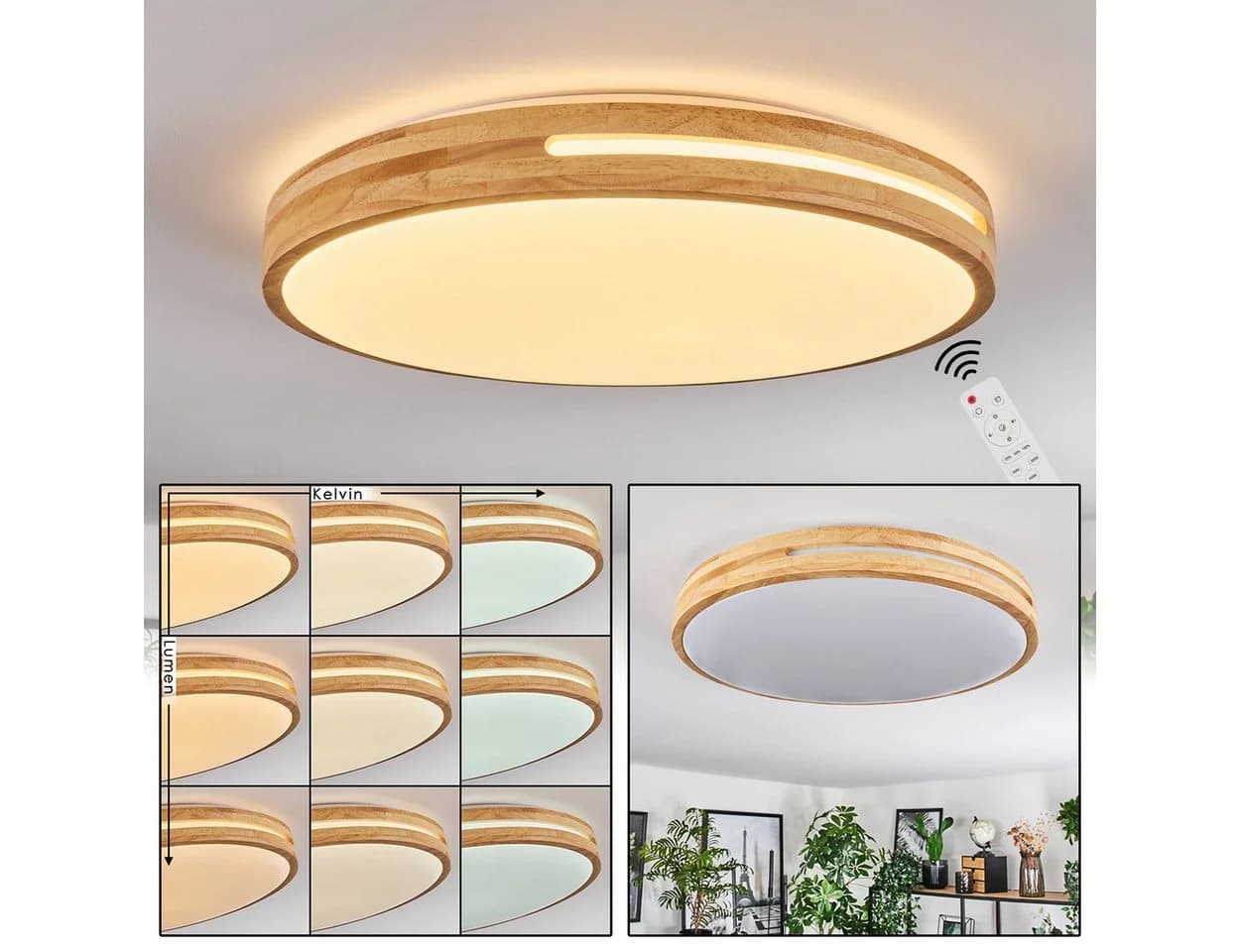 hofstein Deckenleuchte dimmbar LED Weiß/Natur 50cm