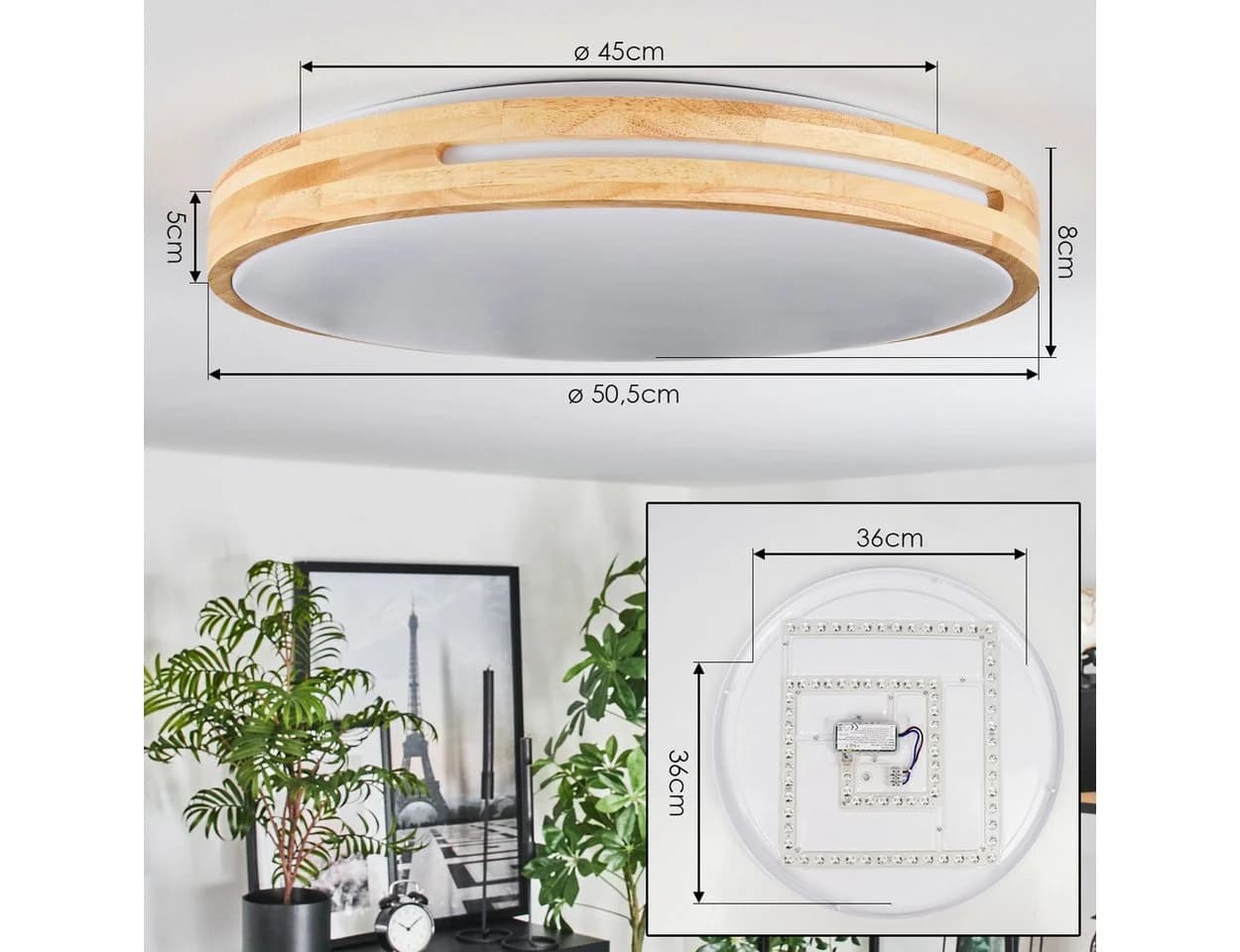hofstein Deckenleuchte dimmbar LED Weiß/Natur 50cm - Bild 5