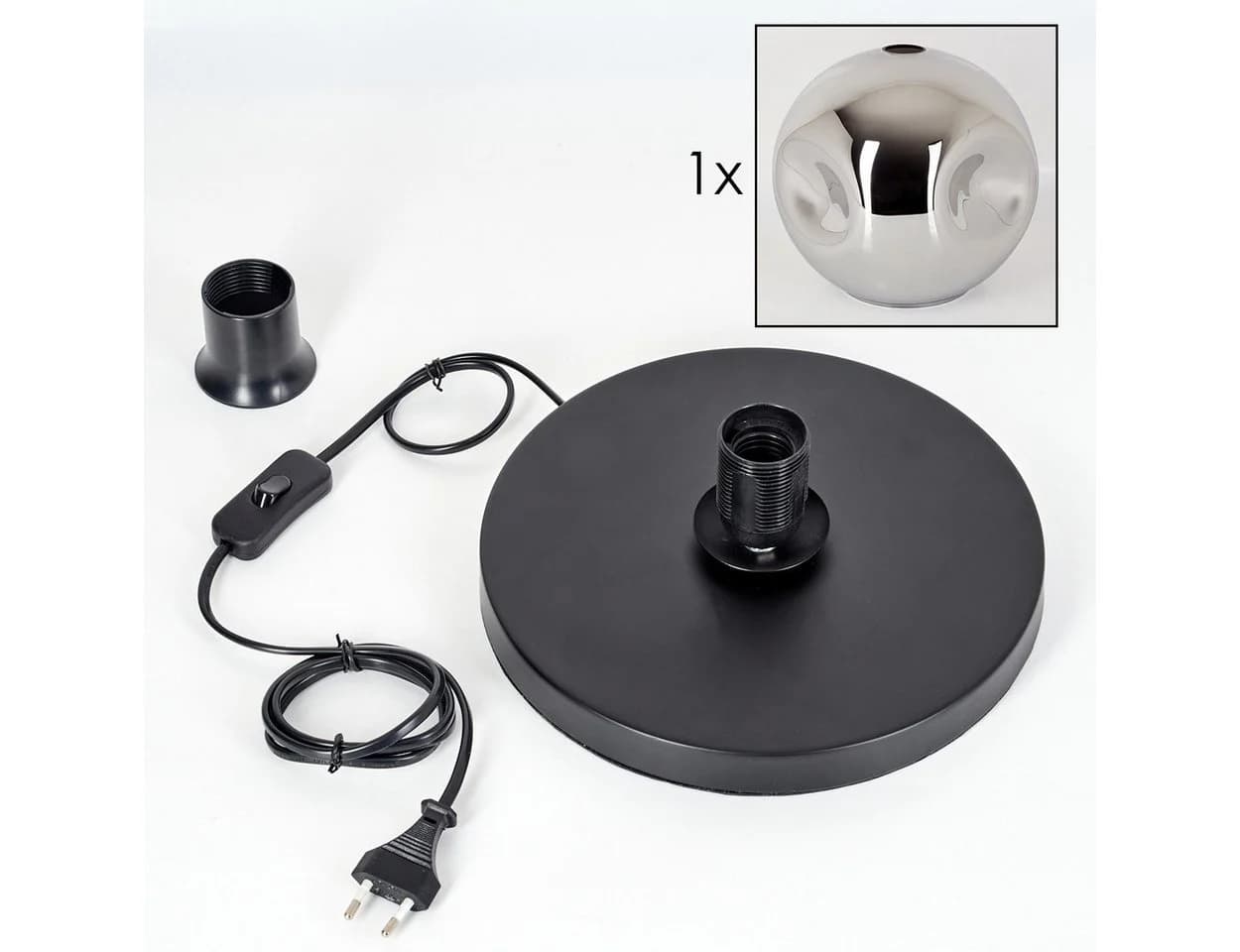 hofstein Tischleuchte Tischlampe aus Metall/Glas in Schwarz/Rauchfarben - Bild 5