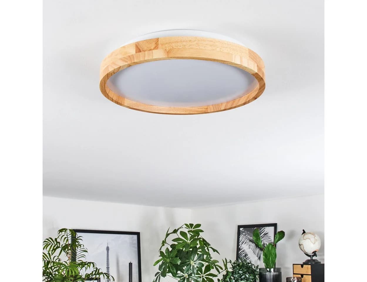 hofstein Deckenleuchte Boho Design Weiß/Natur LED 16W