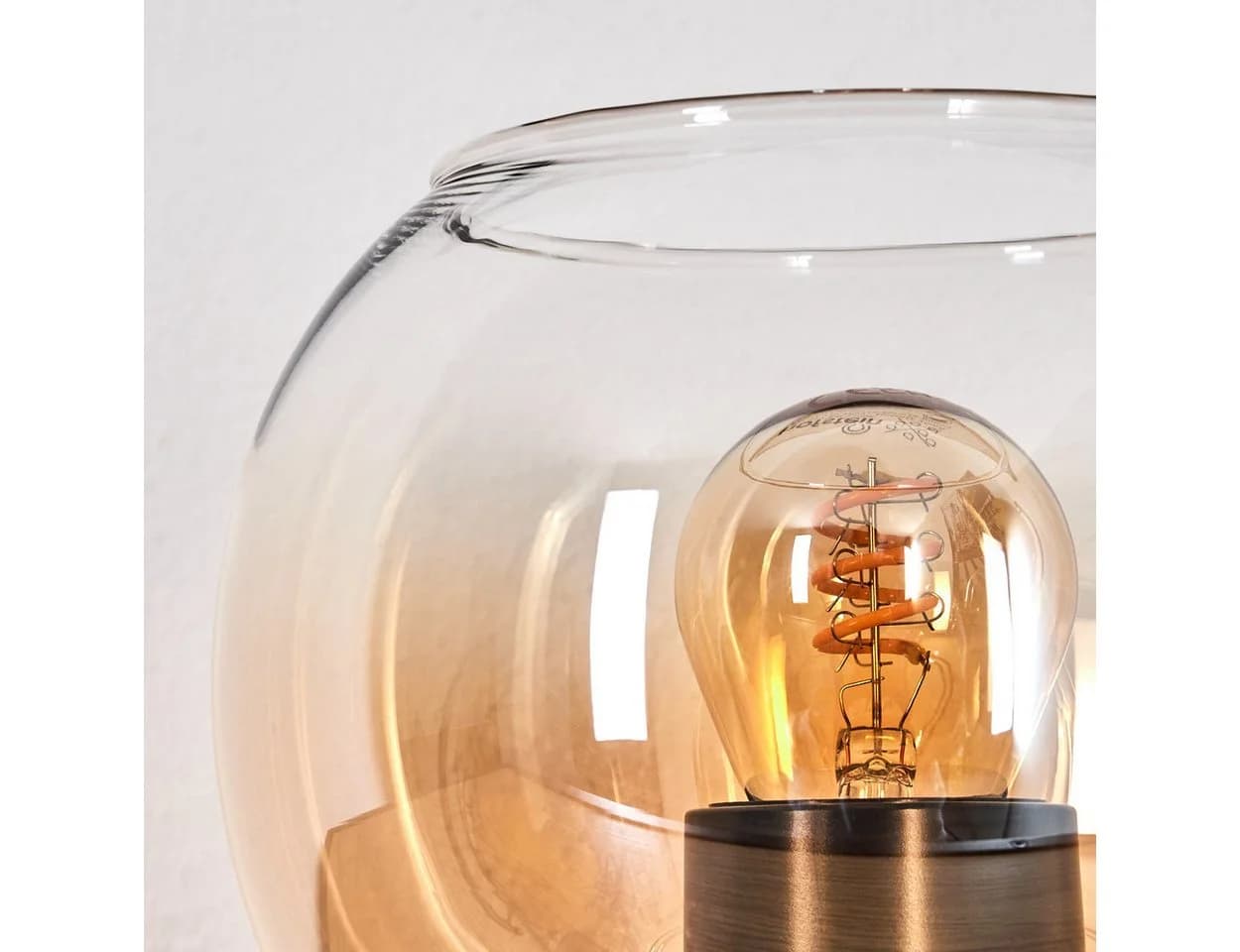 hofstein Tischleuchte Schwarz/Glas E27 mit Schalter - Bild 3