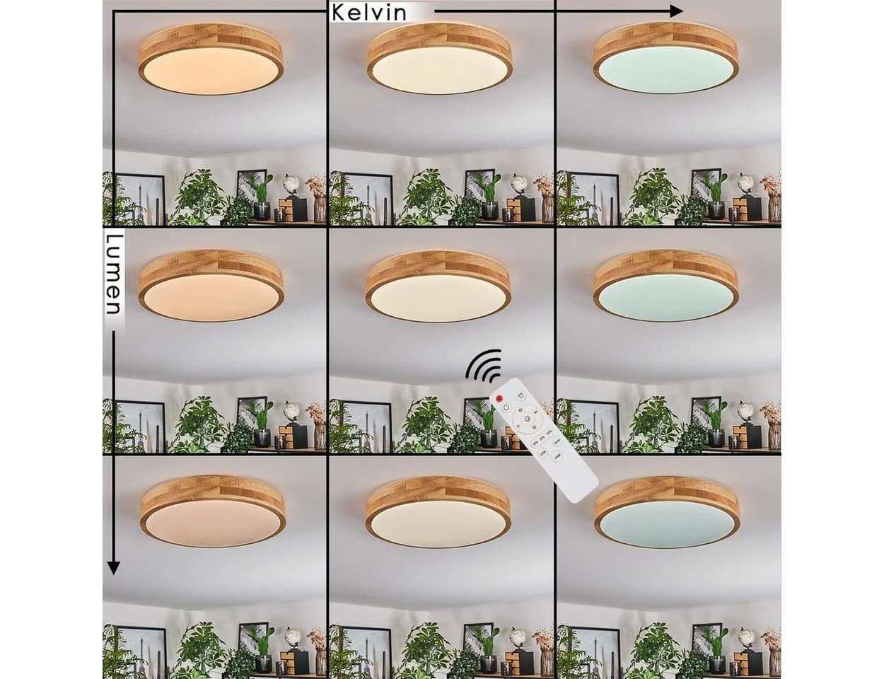 hofstein Deckenleuchte Weiß/Natur Boho LED Dimmbar