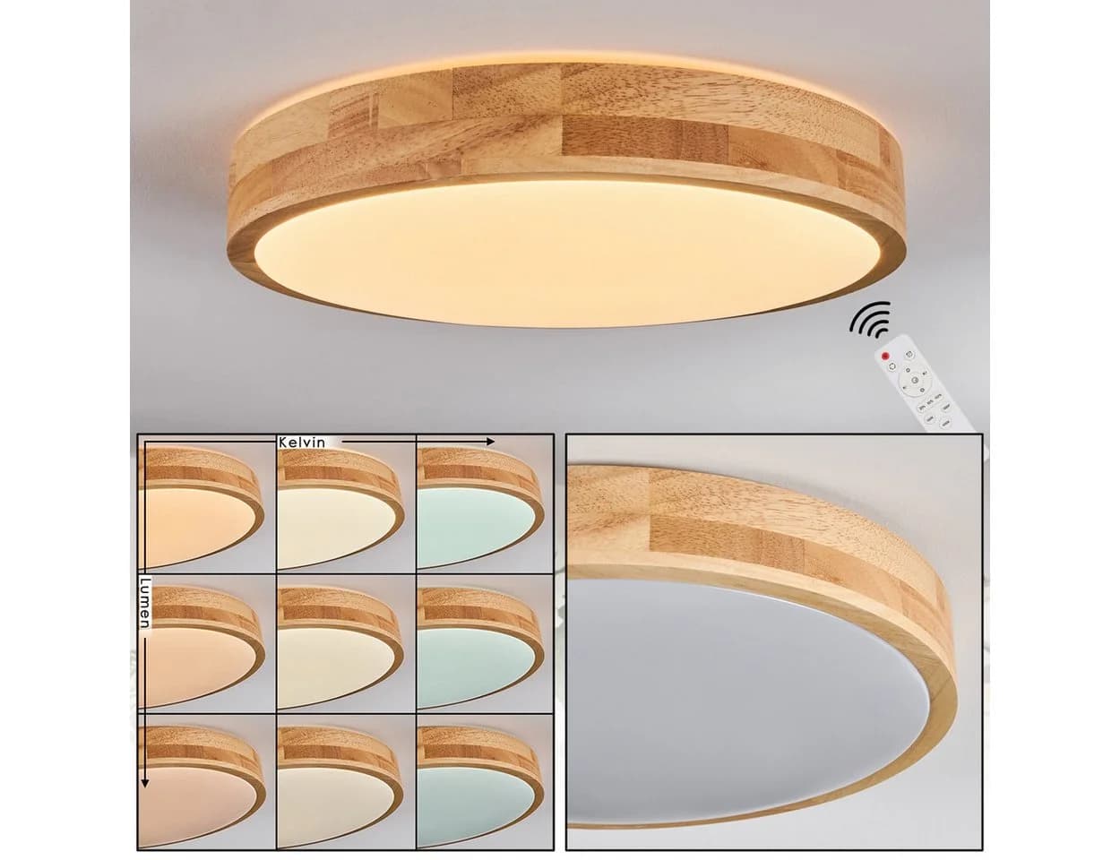 hofstein Deckenleuchte Weiß/Natur Boho LED Dimmbar - Bild 2