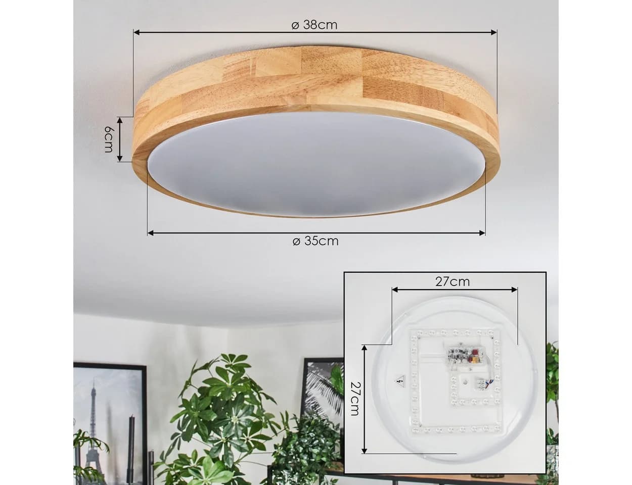 hofstein Deckenleuchte Weiß/Natur Boho LED Dimmbar - Bild 4