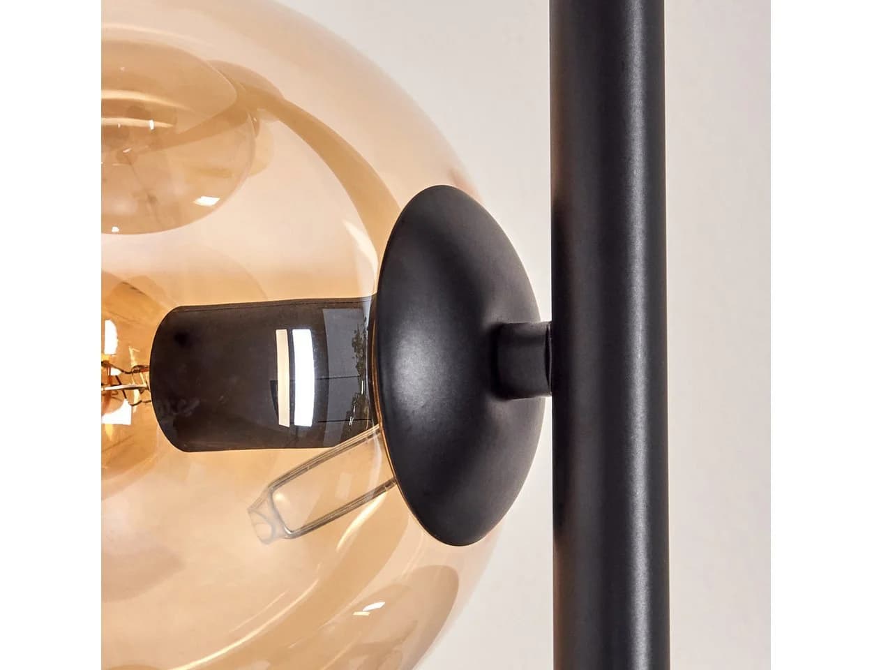 hofstein Stehlampe Metall/Glas Schwarz/Bernstein 5x E14 - Bild 3