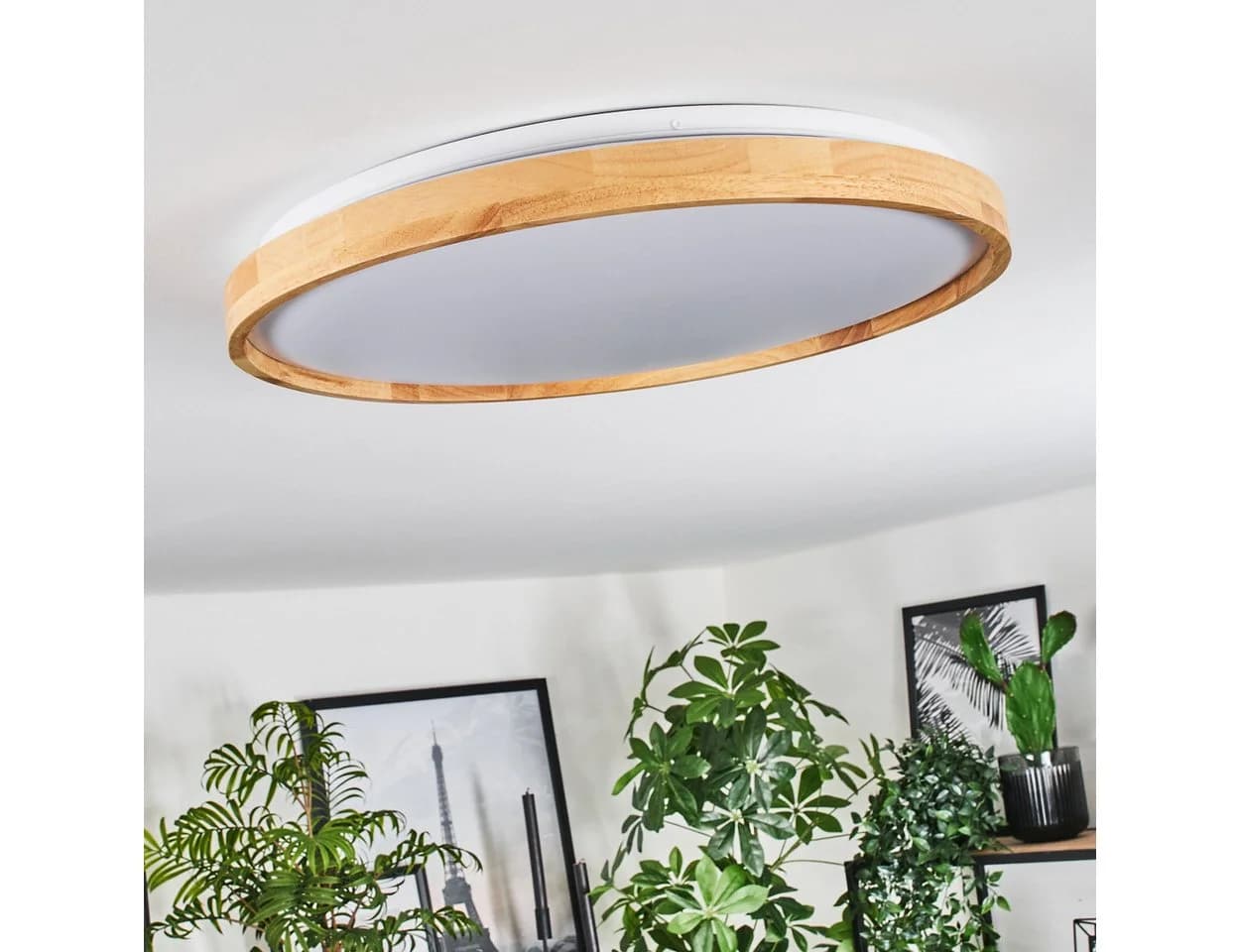 hofstein Deckenleuchte 50cm LED Dimmbar Bambus Metall Weiß - Bild 5