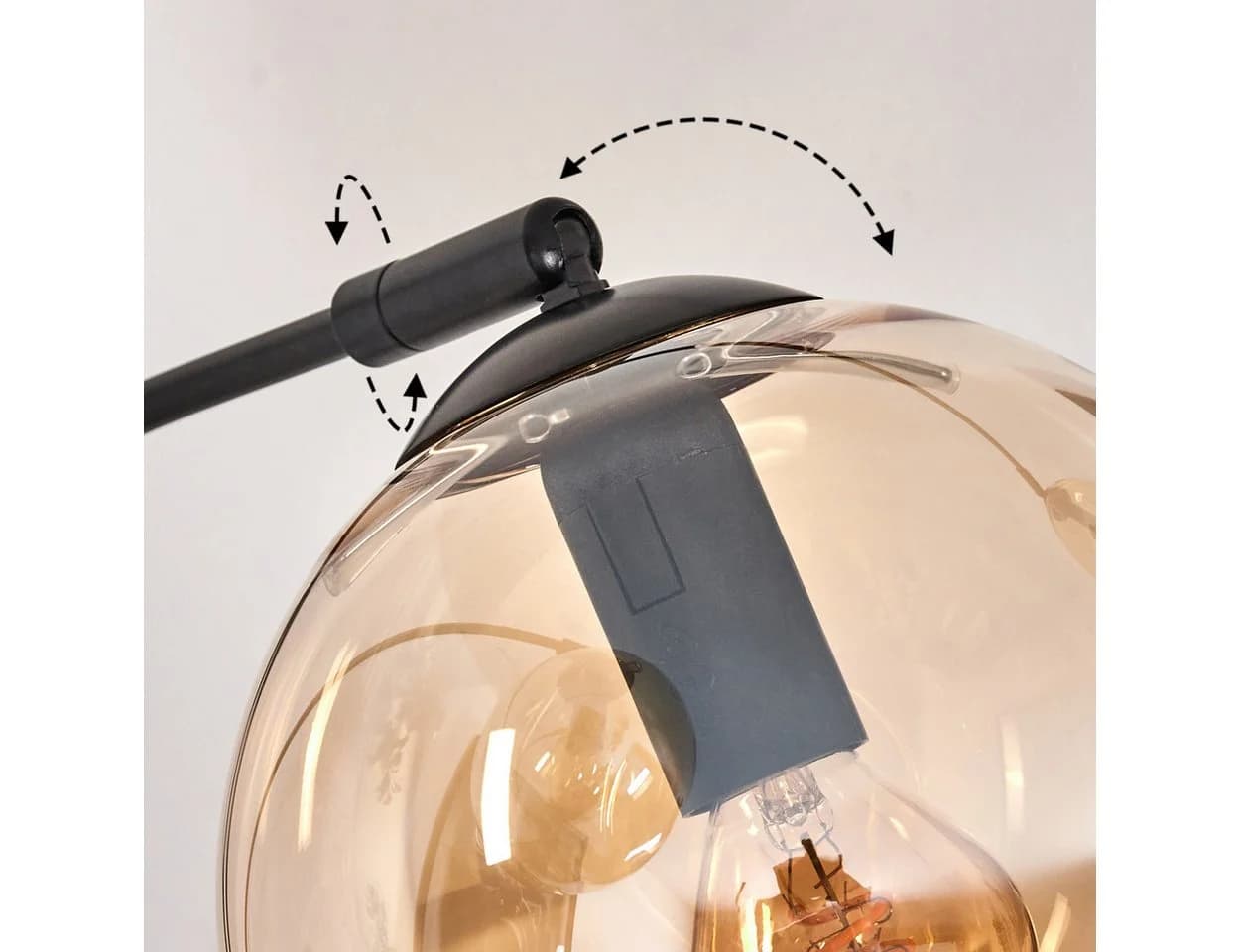 hofstein Stehlampe Metall/Glas Schwarz/Bernstein 3x E14 - Bild 3