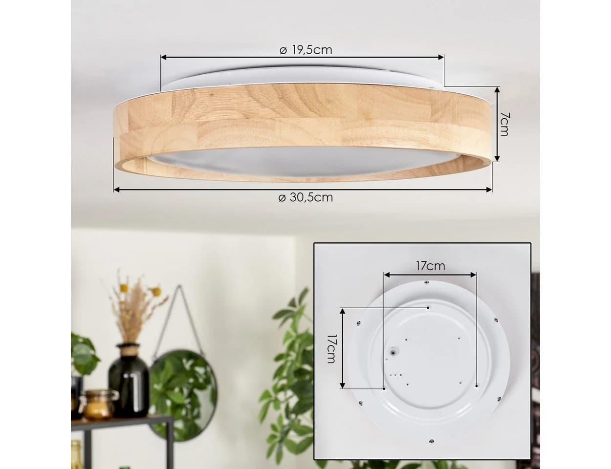 hofstein Deckenleuchte dimmbar LED Natur/Weiß IP44 - Bild 5