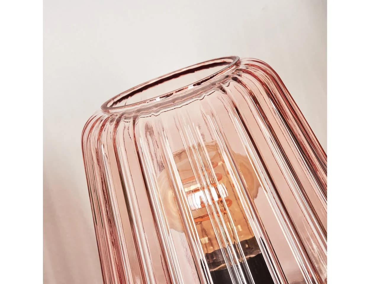 hofstein Tischleuchte Tischlampe aus Metall/Glas in Schwarz/Rosa, ohne Leuchtmittel, Glasschirm (17cm), An-/Ausschalter am Kabel, 1x E27, ohne Leuchtmittel - Bild 3