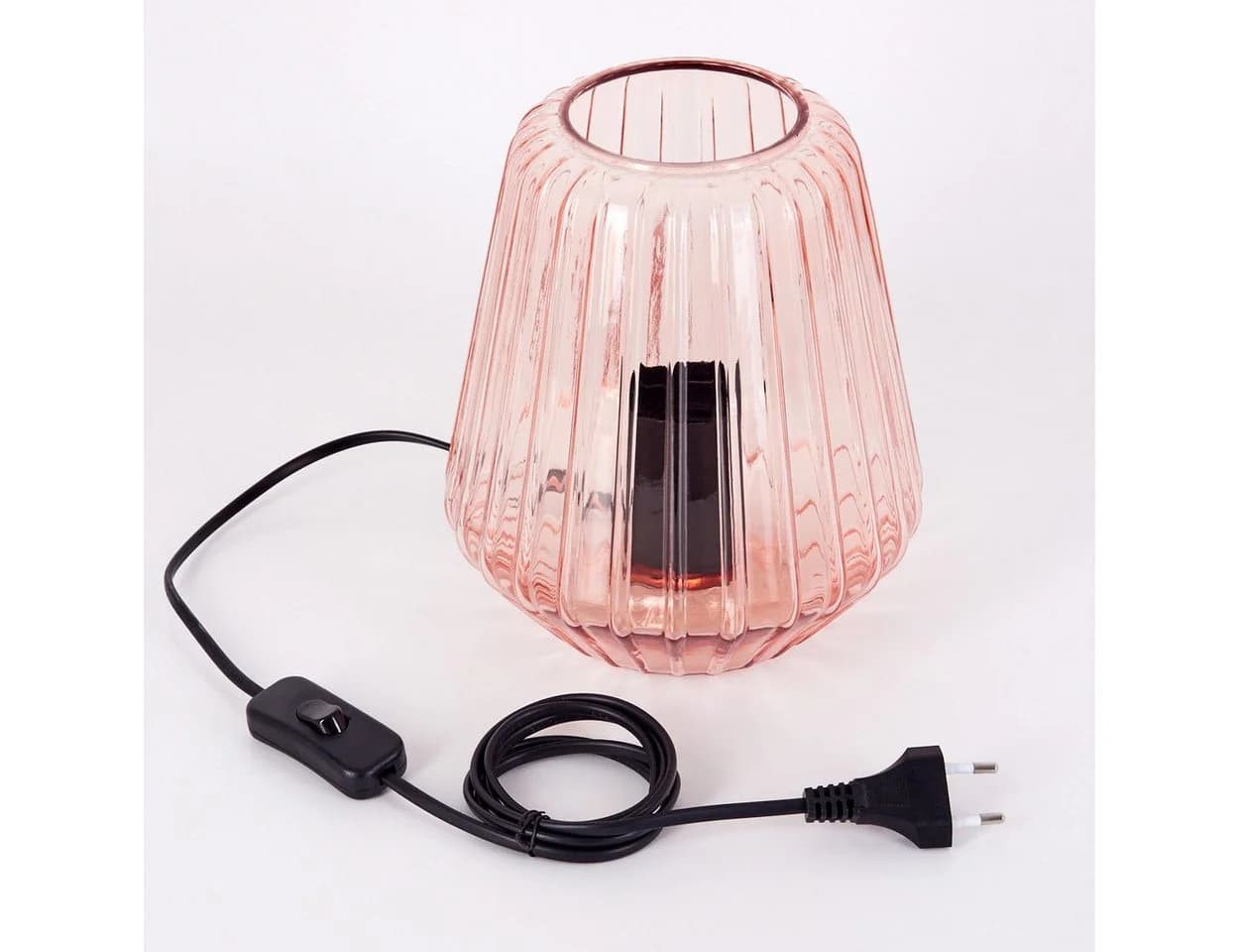 hofstein Tischleuchte Tischlampe aus Metall/Glas in Schwarz/Rosa, ohne Leuchtmittel, Glasschirm (17cm), An-/Ausschalter am Kabel, 1x E27, ohne Leuchtmittel - Bild 5