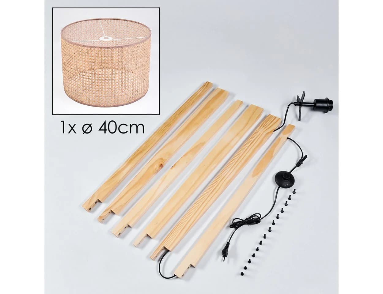 hofstein Stehlampe Holz Rattan Naturfarben E27 - Bild 5