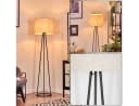 hofstein Stehlampe Schwarz/Beige Metall/Stoff mit Fußschalter Bild 1