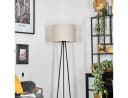 hofstein Stehlampe Schwarz/Beige Metall/Stoff mit Fußschalter Bild 3