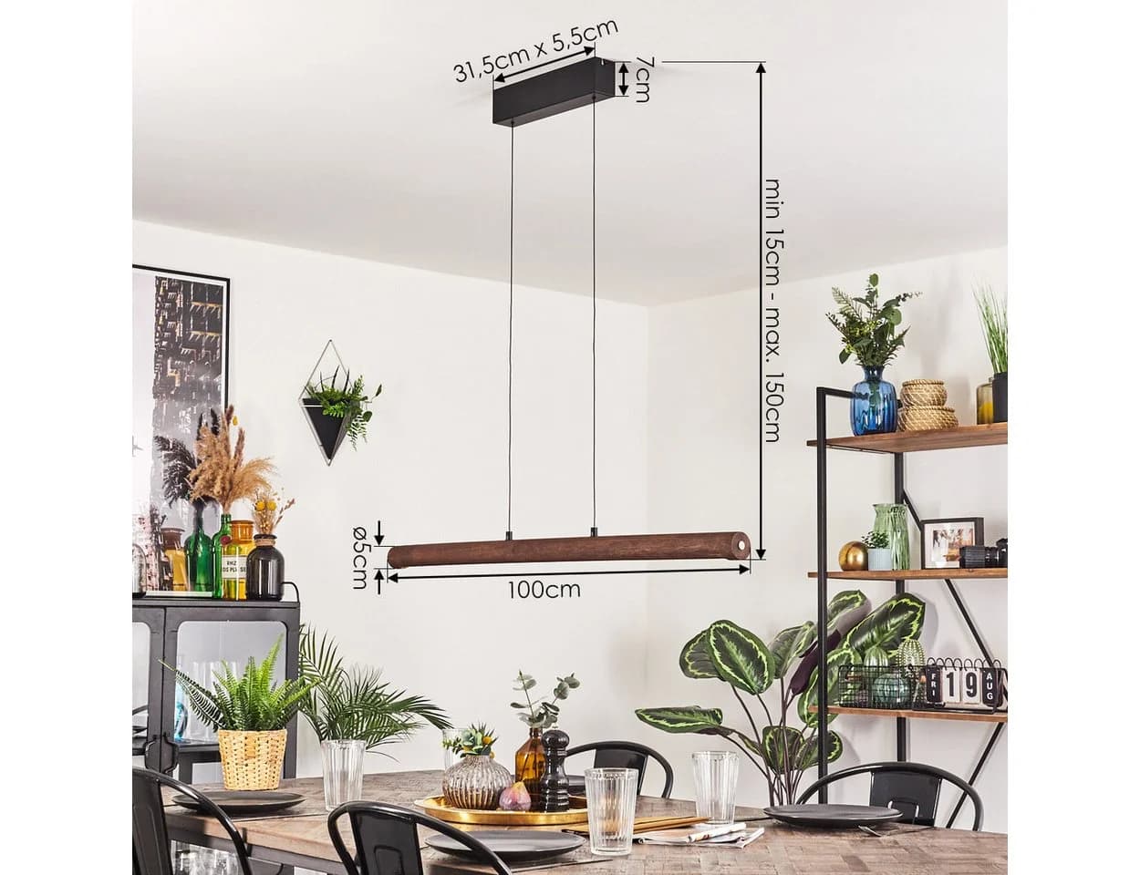 hofstein Pendelleuchte LED dimmbar Schwarz/Braun Weiß Skandinavisch - Bild 5