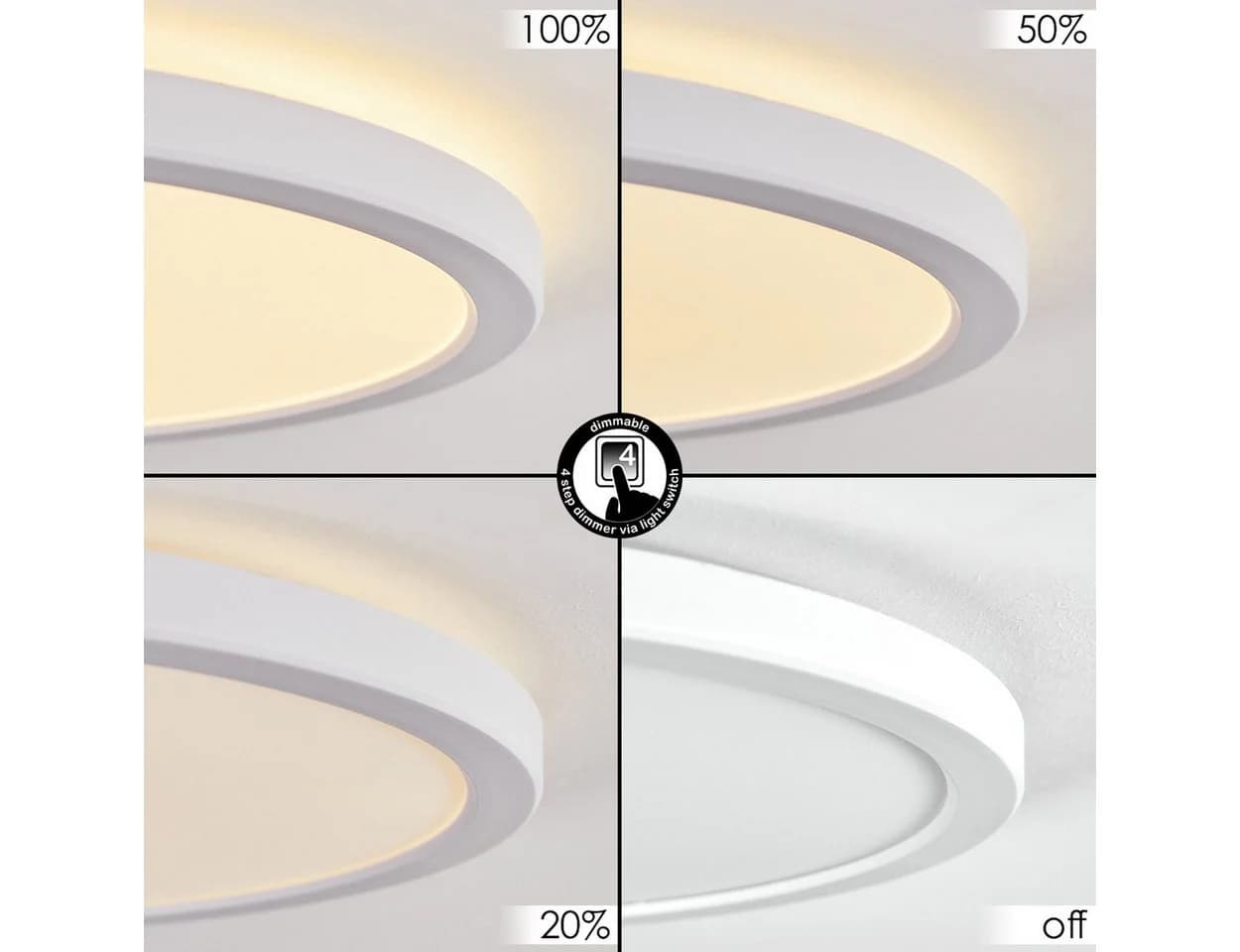 hofstein Deckenleuchte Weiß Dimmbar LED IP44 Modern - Bild 3