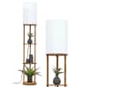 hofstein Stehlampe Holz Stoff Naturfarben Weiß E27 Fußschalter Bild 2
