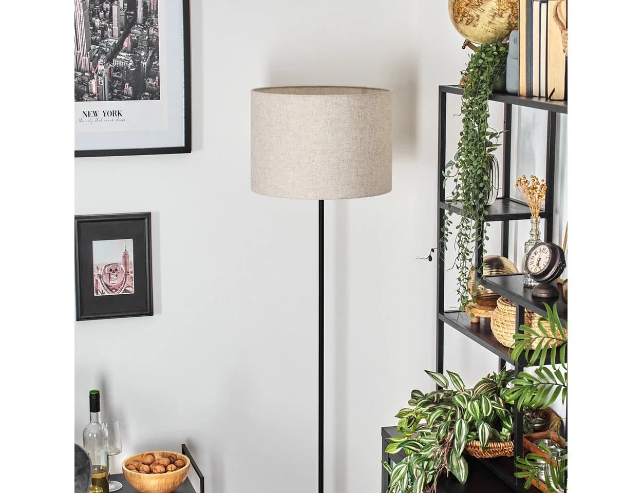 hofstein Stehlampe Schwarz/Beige Metall/Stoff Modern Skandinavisch - Bild 3
