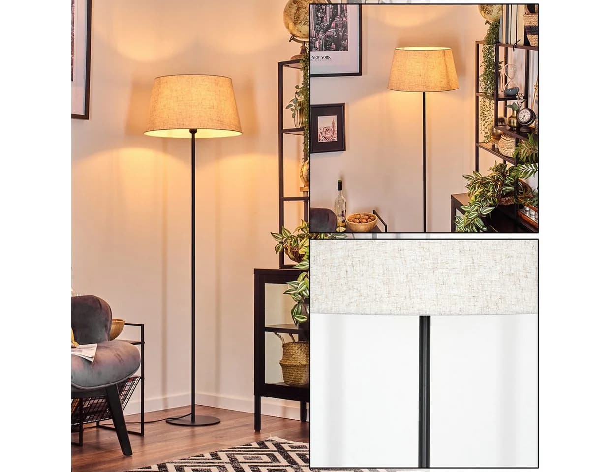 hofstein Stehlampe Metall/Beige 45 cm Schirm - Bild 2