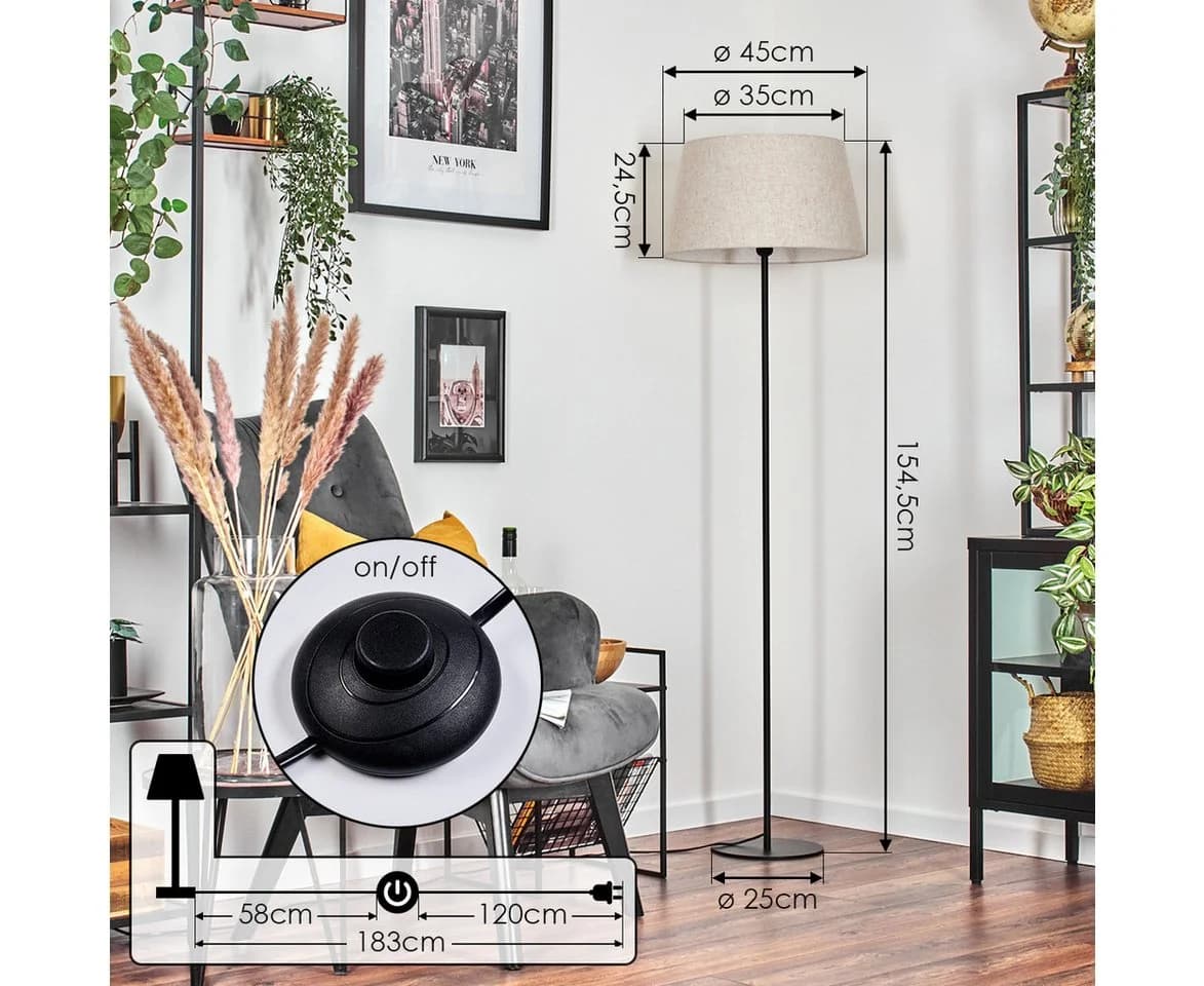 hofstein Stehlampe Metall/Beige 45 cm Schirm - Bild 4