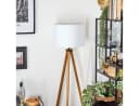 hofstein Stehlampe Holz Stoff Naturfarben Weiß 40 cm Schirm E27 Bild 1