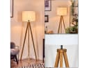 hofstein Stehlampe Holz Stoff Naturfarben Weiß 40 cm Schirm E27 Bild 2