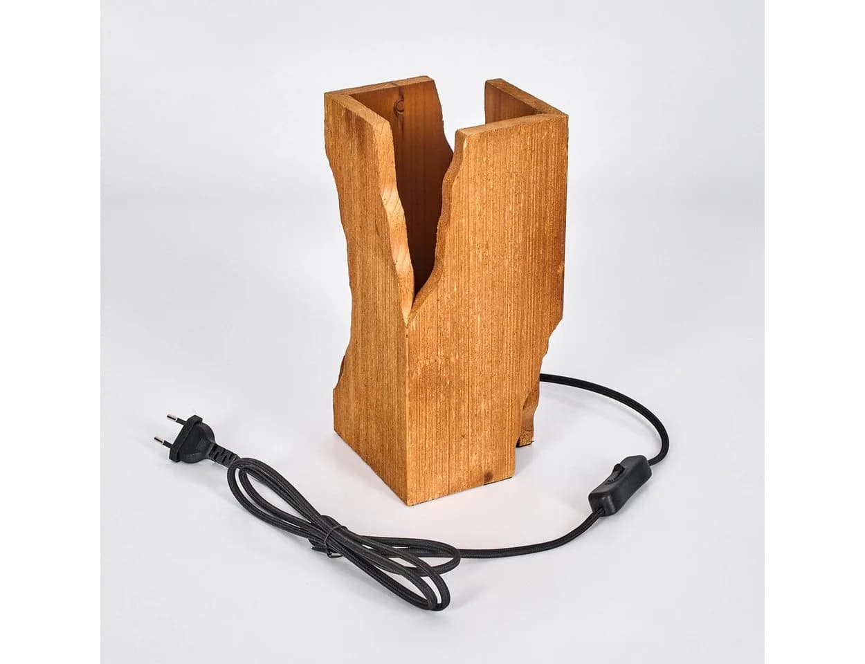 hofstein Tischleuchte Metall/Holz Schwarz/Naturfarben E27 - Bild 5