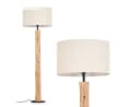 hofstein Stehlampe Skandinavisch Holz Metall Stoff Beige Schwarz Bild 2