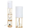 hofstein Stehlampe Holz Stoff Naturfarben Weiß E27 Bild 2