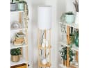 hofstein Stehlampe Holz Stoff Naturfarben Weiß E27 Bild 3