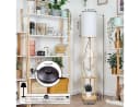 hofstein Stehlampe Holz Stoff Naturfarben Weiß E27 Bild 5