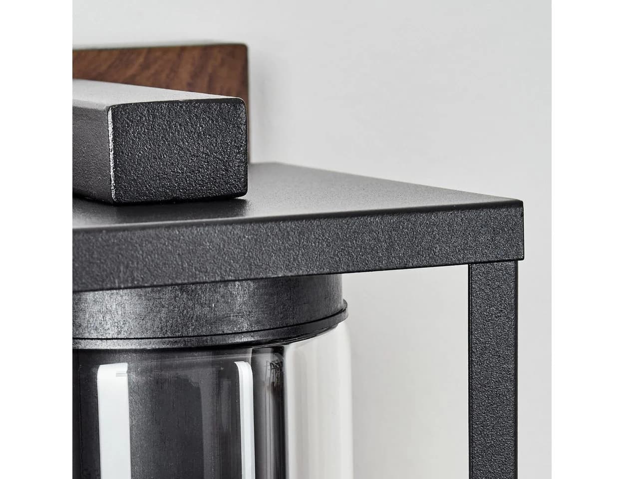 hofstein Außen-Wandleuchte mit Bewegungsmelder Metall/Glas Schwarz-Braun - Bild 4