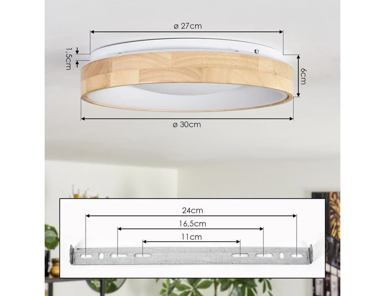 hofstein Deckenleuchte dimmbar LED Natur/Weiß Fernbedienung IP44 - Bild 4