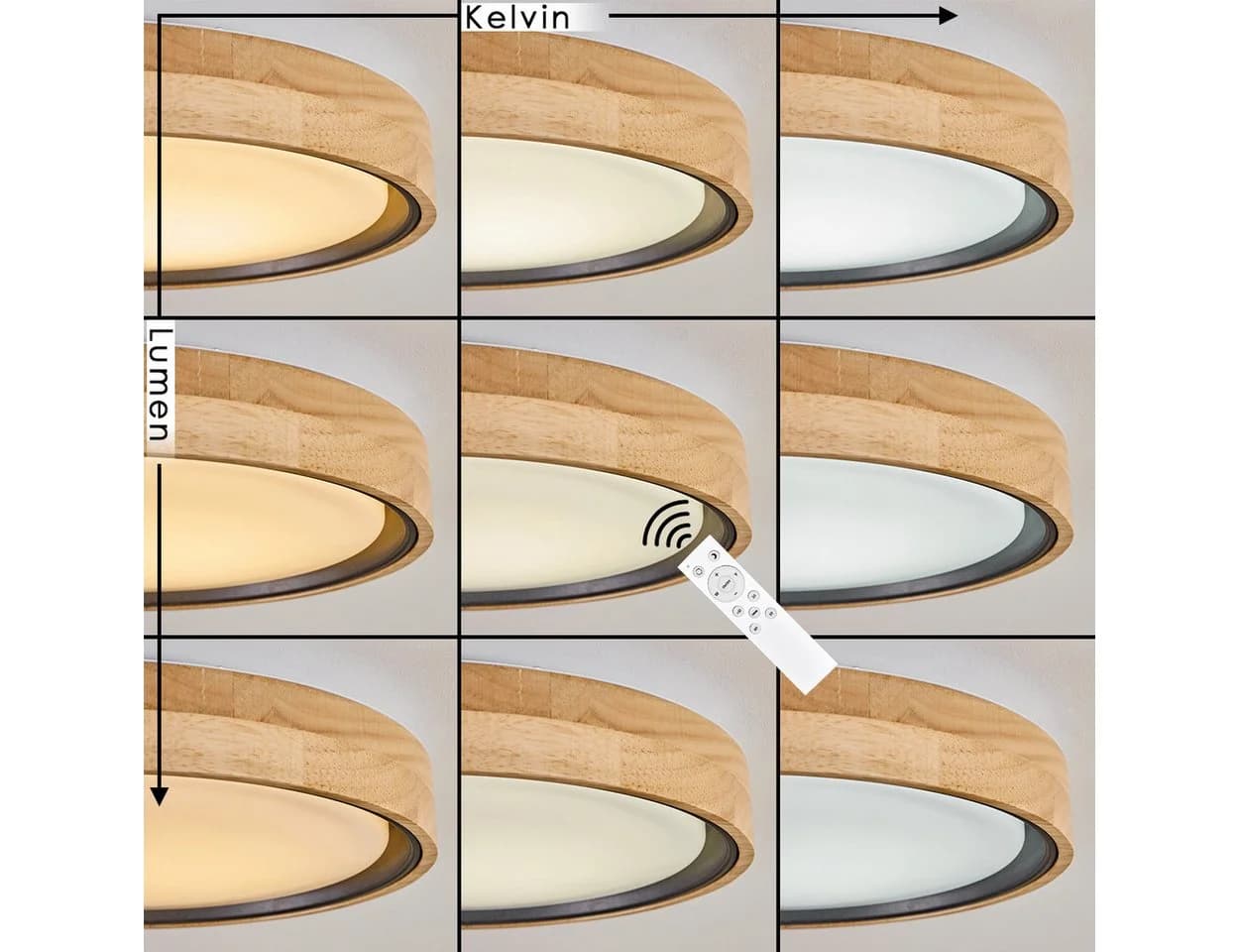 hofstein Deckenleuchte dimmbar LED Weiß Holz Metall IP44
