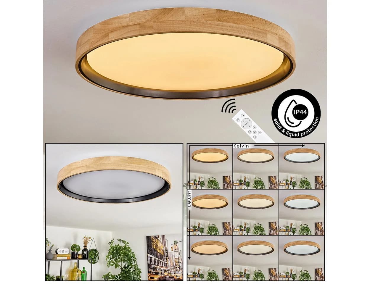 hofstein Deckenleuchte dimmbar LED Natur/Weiß IP44 Badezimmer