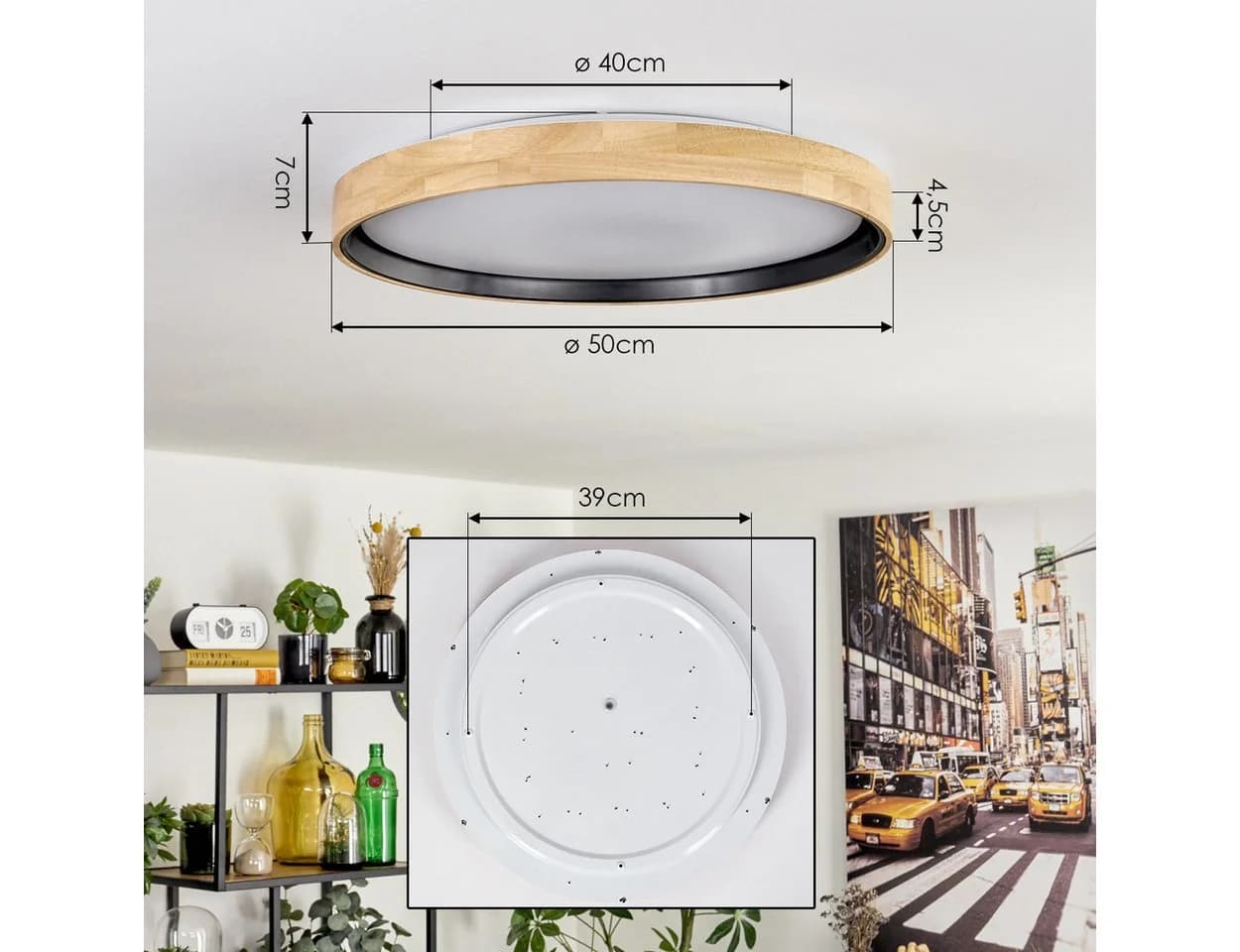 hofstein Deckenleuchte dimmbar LED Natur/Weiß IP44 Badezimmer - Bild 5