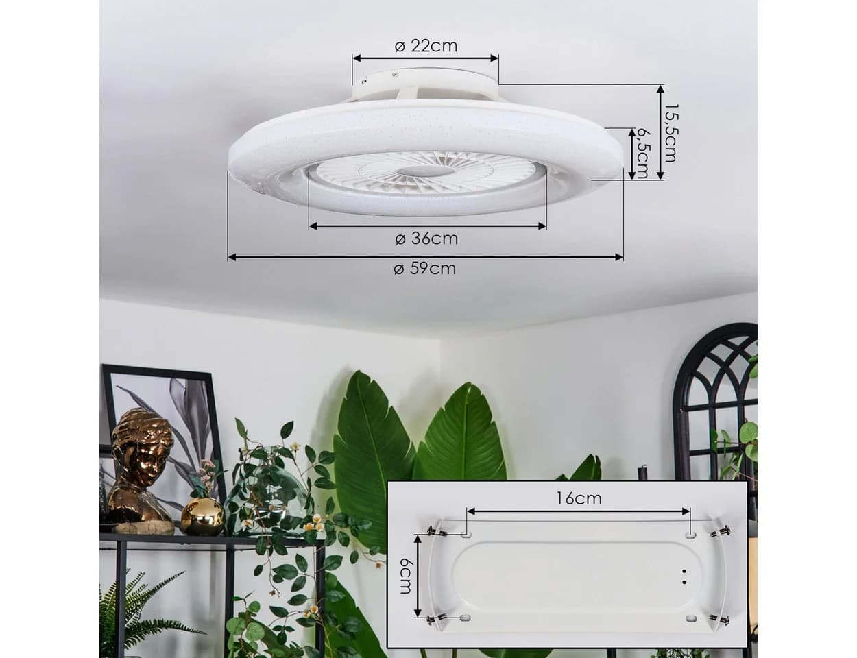 hofstein Deckenleuchte Ventilator Weiß LED dimmbar Fernbedienung - Bild 4