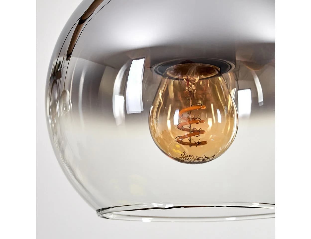 hofstein Pendelleuchte Hängeleuchte Boho-Design mit Glas und Holz - Bild 3